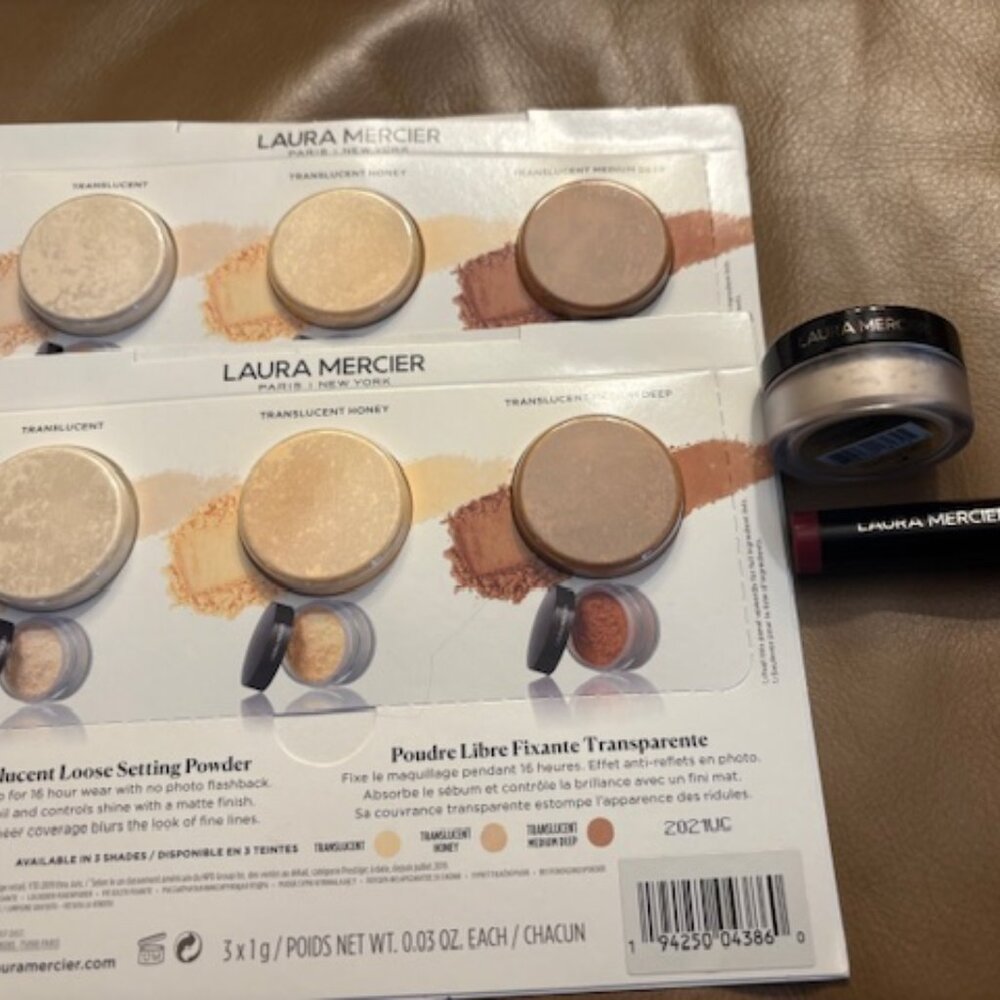 Laura Mercier Translucent Loose Setting Powder and Fresh Velour Matte Lipstick
